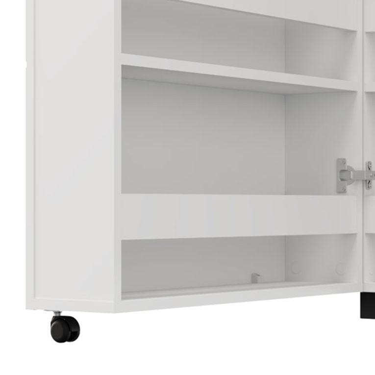 Scarpiera Bianco Opaco Nero 6 Ripiani Un'anta 68x33x113h cm, Ante con Doppia Capienza, Apertura con Ruote - Porvoo