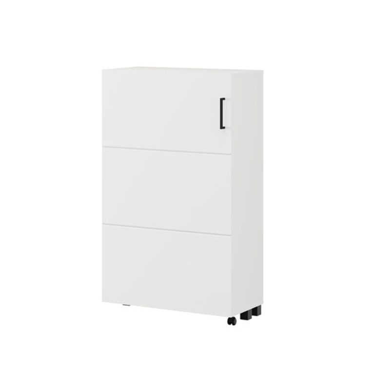 Scarpiera Bianco Opaco Nero 6 Ripiani Un'anta 68x33x113h cm, Ante con Doppia Capienza, Apertura con Ruote - Porvoo