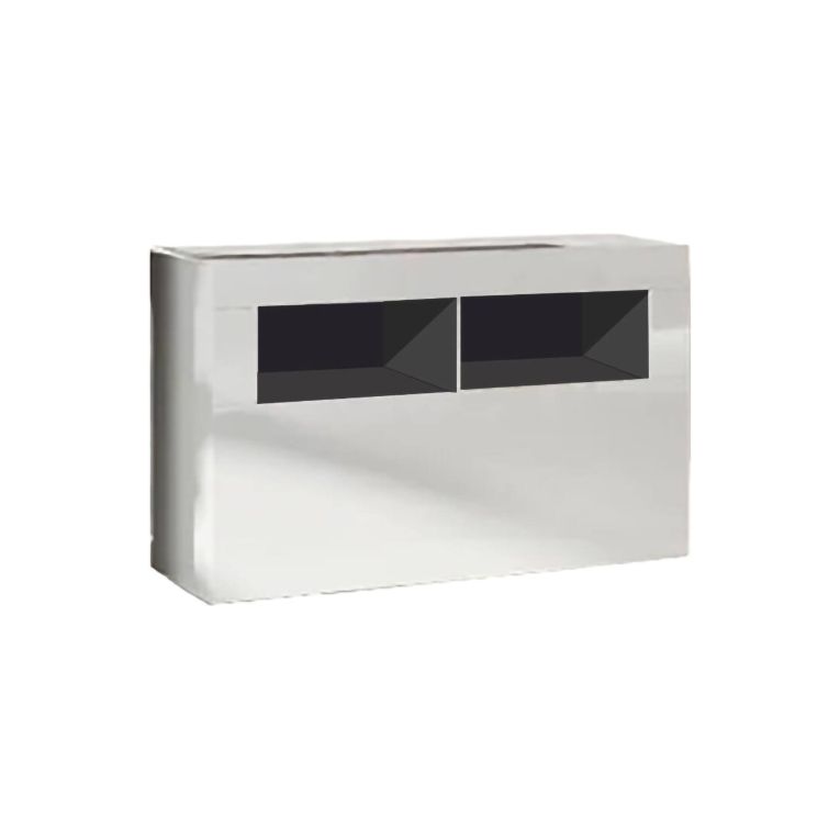 Scarpiera Bolsena, Mobile portascarpe, Armadio da ingresso multiuso, Mobiletto per calzature, Made in Italy, 91x35 h57 cm, Bianco lucido