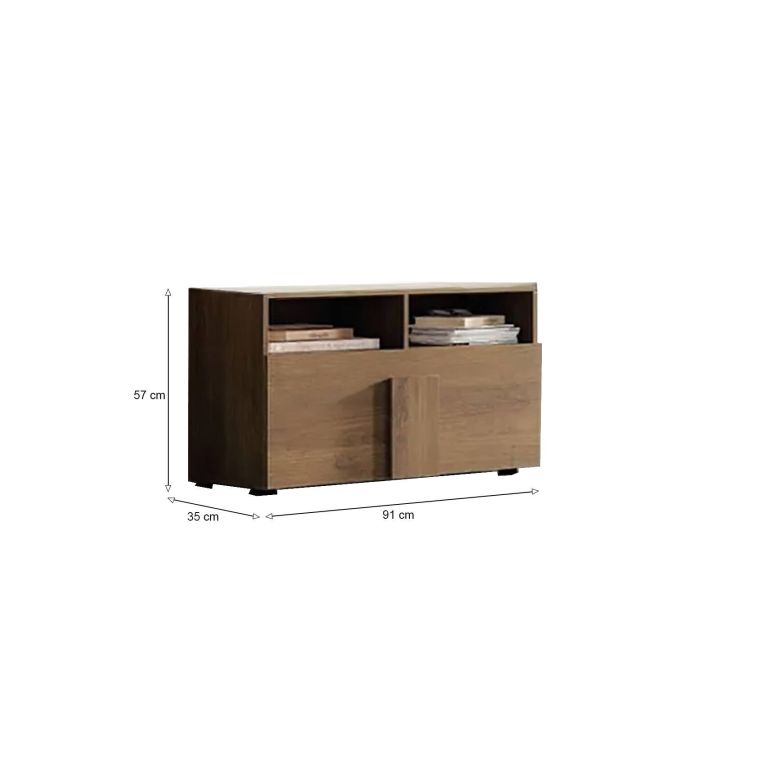 Scarpiera Bracciano, Mobile portascarpe, Armadio da ingresso multiuso, Mobiletto per calzature, Made in Italy, 91x35 h57 cm, Rovere