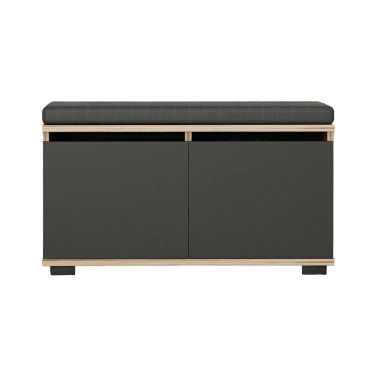 Scarpiera Brachium, Mobile portascarpe, Armadio da ingresso multiuso, Mobiletto per calzature, 80x35 h42 cm, Noce e Nero