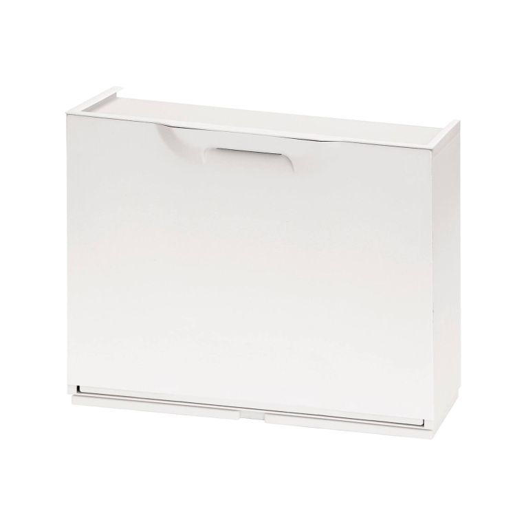 Scarpiera Bredene, Porta scarpe salvaspazio, Scarpiera da ingresso, Armadio scarpiera a 1 anta, 100% Made in Italy, 51x17h40 cm, Bianco