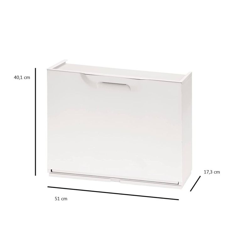 Scarpiera Bredene, Porta scarpe salvaspazio, Scarpiera da ingresso, Armadio scarpiera a 1 anta, 100% Made in Italy, 51x17h40 cm, Bianco