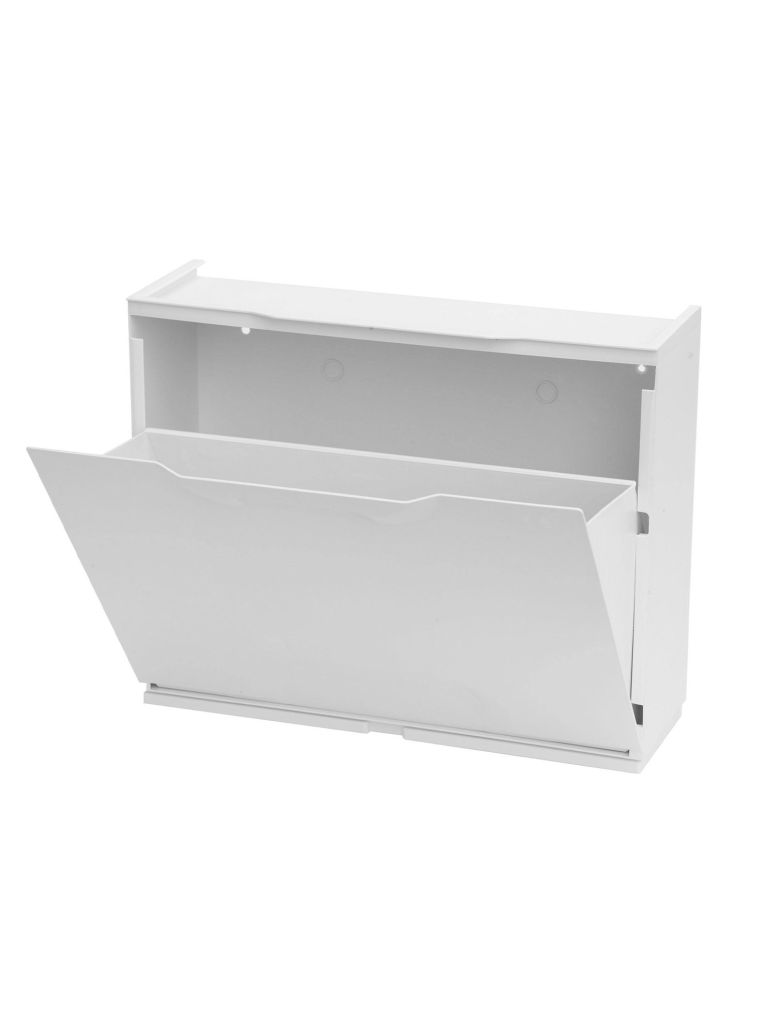 Scarpiera Bredene, Porta scarpe salvaspazio, Scarpiera da ingresso, Armadio scarpiera a 1 anta, 100% Made in Italy, 51x17h40 cm, Bianco