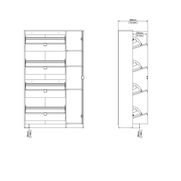 Scarpiera Brie, Mobile portascarpe, Armadio da ingresso multiuso, Mobiletto per calzature, 99x24 h162 cm, Quercia e Bianco
