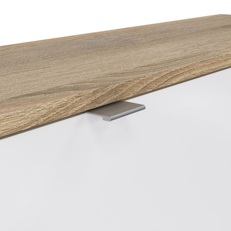 Scarpiera Brie, Mobile portascarpe, Armadio da ingresso multiuso, Mobiletto per calzature, 99x24 h162 cm, Quercia e Bianco