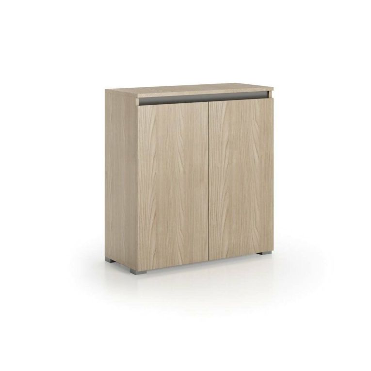 Scarpiera Calla, Mobile multiuso, Porta scarpe salvaspazio a 2 ante, Armadio portaoggetti con scaffali, 100% Made in Italy, 80x37h102 cm, Olmo