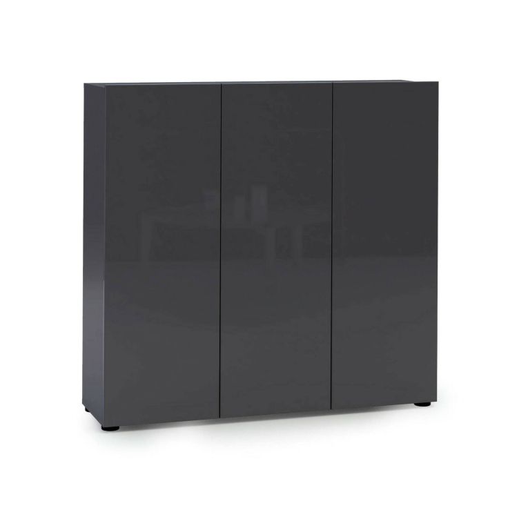 Scarpiera Carltonville, Mobile portascarpe, Armadio da ingresso multiuso, Mobiletto per calzature, Made in Italy, 120x34h115 cm, Antracite