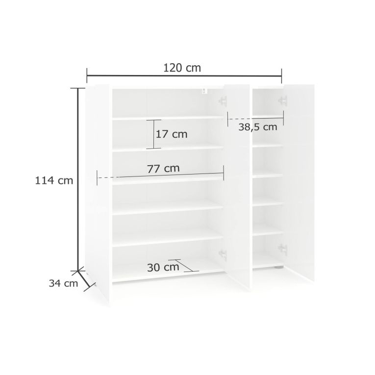 Scarpiera Carltonville, Mobile portascarpe, Armadio da ingresso multiuso, Mobiletto per calzature, Made in Italy, 120x34h115 cm, Antracite