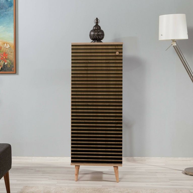 Scarpiera Cebalrai, Porta scarpe salvaspazio , Armadio da ingresso multiuso, Mobile per calzature, 50x38h135 cm, Quercia