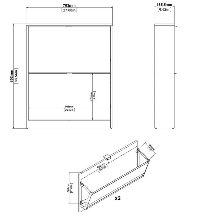 Scarpiera Celine, Mobile portascarpe, Armadio da ingresso multiuso, Mobiletto per calzature, 70x17 h85 cm, Bianco