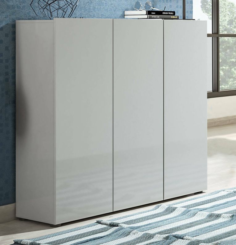 Scarpiera Centurion, Mobile portascarpe, Armadio da ingresso multiuso, Mobiletto per calzature, Made in Italy, 120x34h115 cm, Grigio