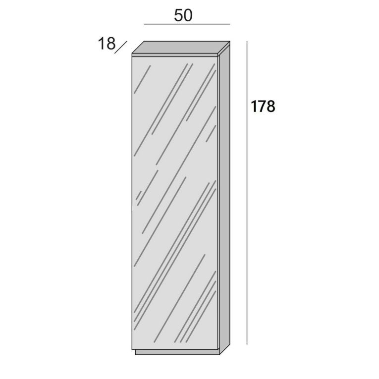 Scarpiera Ciclamino, Mobile multiuso da ingresso con anta a specchio , Armadio moderno portascarpe a 5 ripiani, 100% Made in Italy, 50x18h178 cm, Bianco