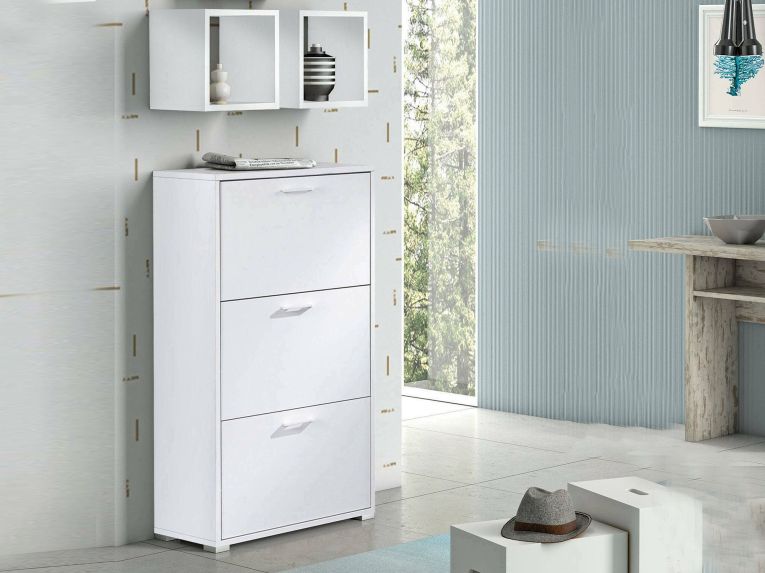 Scarpiera classica bianca 67x112h cm in legno - Axinite