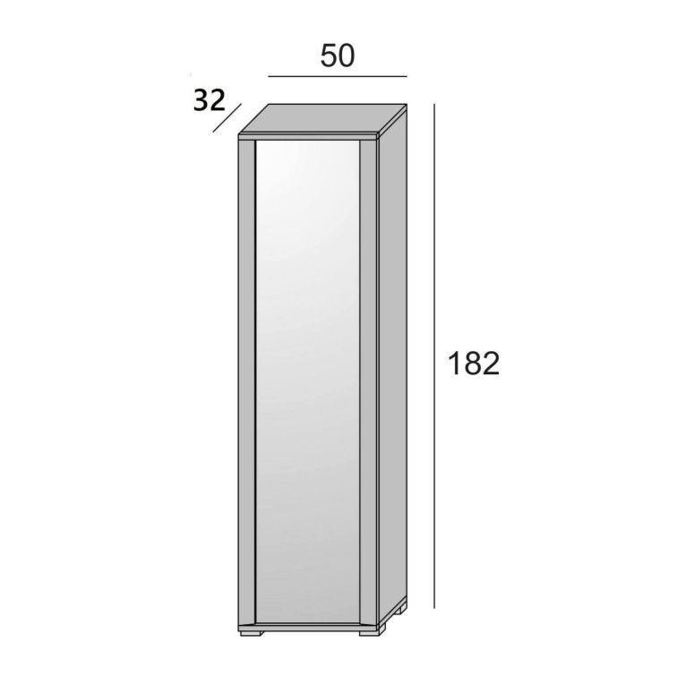 Scarpiera Datura, Mobile multiuso da ingresso con anta a specchio , Armadio moderno portascarpe a 7 ripiani, 100% Made in Italy, 50x32hx182 cm, Bianco