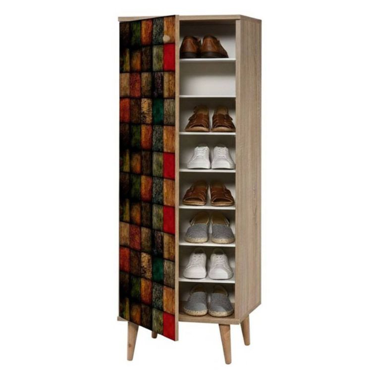 Scarpiera design legno e multicolore 50x135h cm in legno - Giadeite