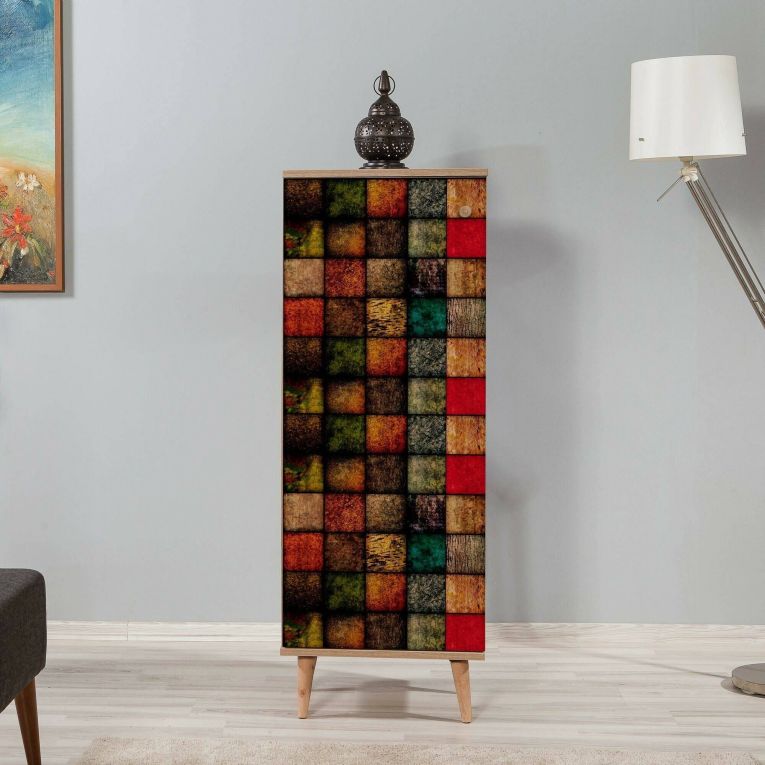 Scarpiera design legno e multicolore 50x135h cm in legno - Giadeite