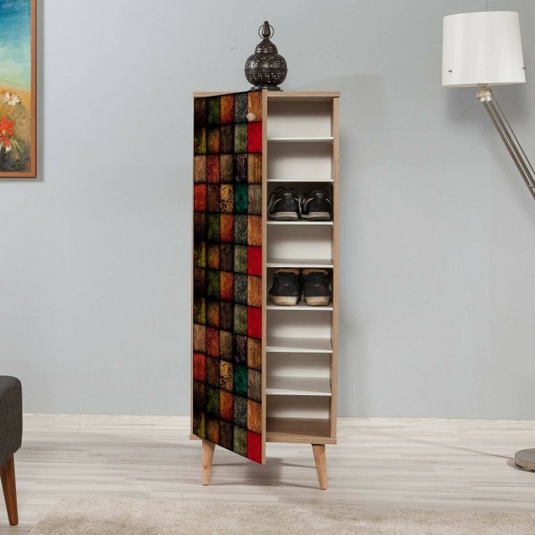 Scarpiera design legno e multicolore 50x135h cm in legno - Giadeite