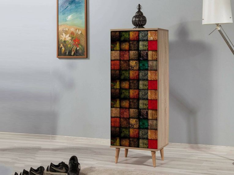 Scarpiera design legno e multicolore 50x135h cm in legno - Giadeite