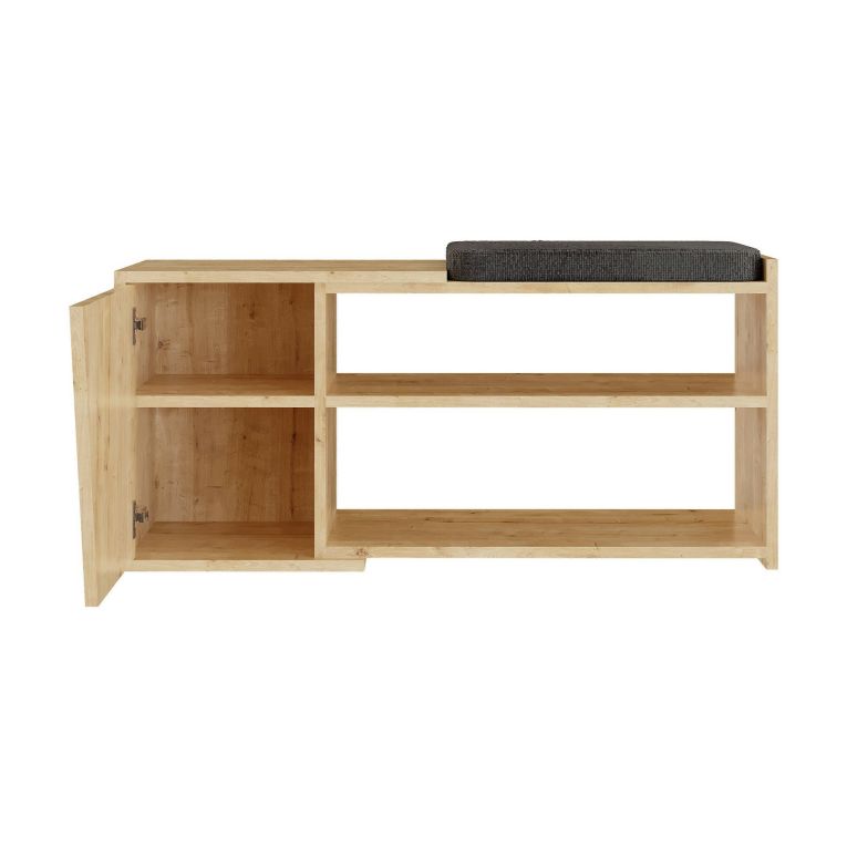 Scarpiera Dione, Mobile portascarpe, Armadio da ingresso multiuso, Mobiletto per calzature, 104x47 h37 cm, Quercia