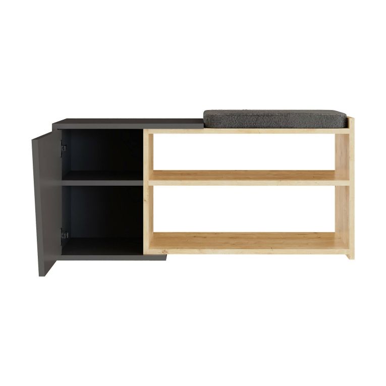 Scarpiera Dione, Mobile portascarpe, Armadio da ingresso multiuso, Mobiletto per calzature, 104x47 h37 cm, Quercia e Antracite