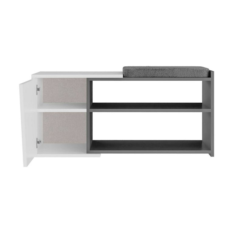Scarpiera Dione, Mobile portascarpe, Armadio da ingresso multiuso, Mobiletto per calzature, 105x38 h47 cm, Antracite e Bianco