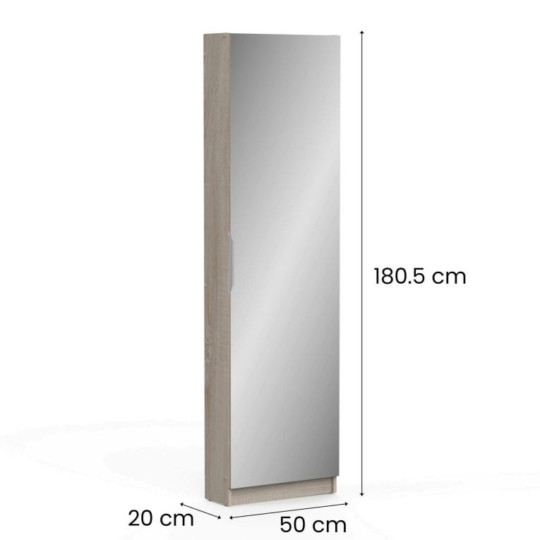 Scarpiera Drome, Mobile portascarpe, Armadio da ingresso multiuso, Mobiletto per calzature, 50x20 h181 cm, Rovere