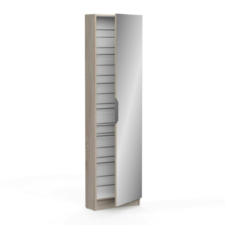 Scarpiera Drome, Mobile portascarpe, Armadio da ingresso multiuso, Mobiletto per calzature, 50x20 h181 cm, Rovere