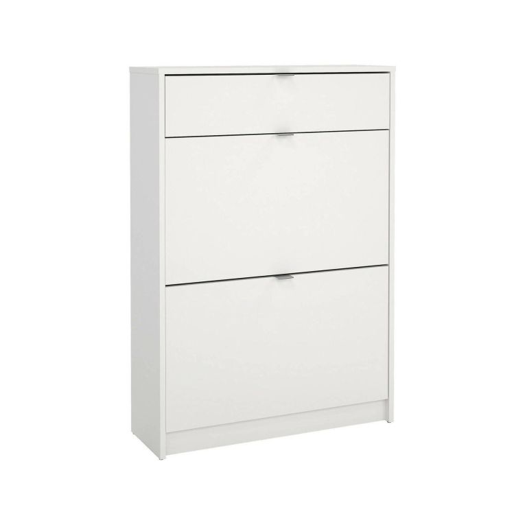 Scarpiera Edith, Mobile portascarpe, Armadio da ingresso multiuso, Mobiletto per calzature, 24x70 h101 cm, Bianco