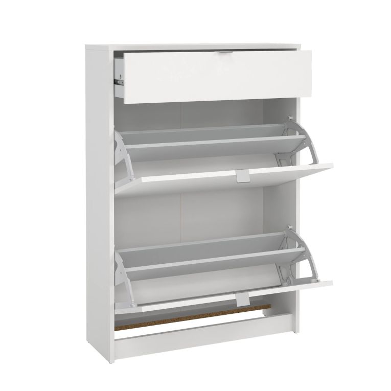 Scarpiera Edith, Mobile portascarpe, Armadio da ingresso multiuso, Mobiletto per calzature, 24x70 h101 cm, Bianco