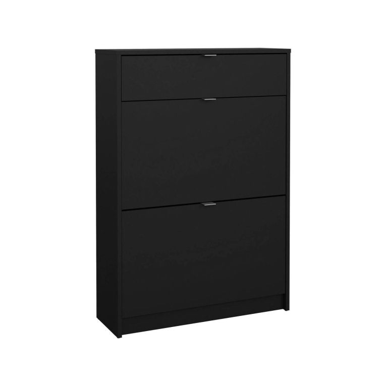 Scarpiera Edith, Mobile portascarpe, Armadio da ingresso multiuso, Mobiletto per calzature, 24x70 h101 cm, Nero