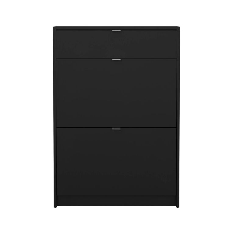 Scarpiera Edith, Mobile portascarpe, Armadio da ingresso multiuso, Mobiletto per calzature, 24x70 h101 cm, Nero