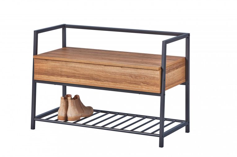 Scarpiera Euskirchen, Mobile portascarpe, Armadio da ingresso multiuso, Mobiletto per calzature, 90x61 h39 cm, Quercia
