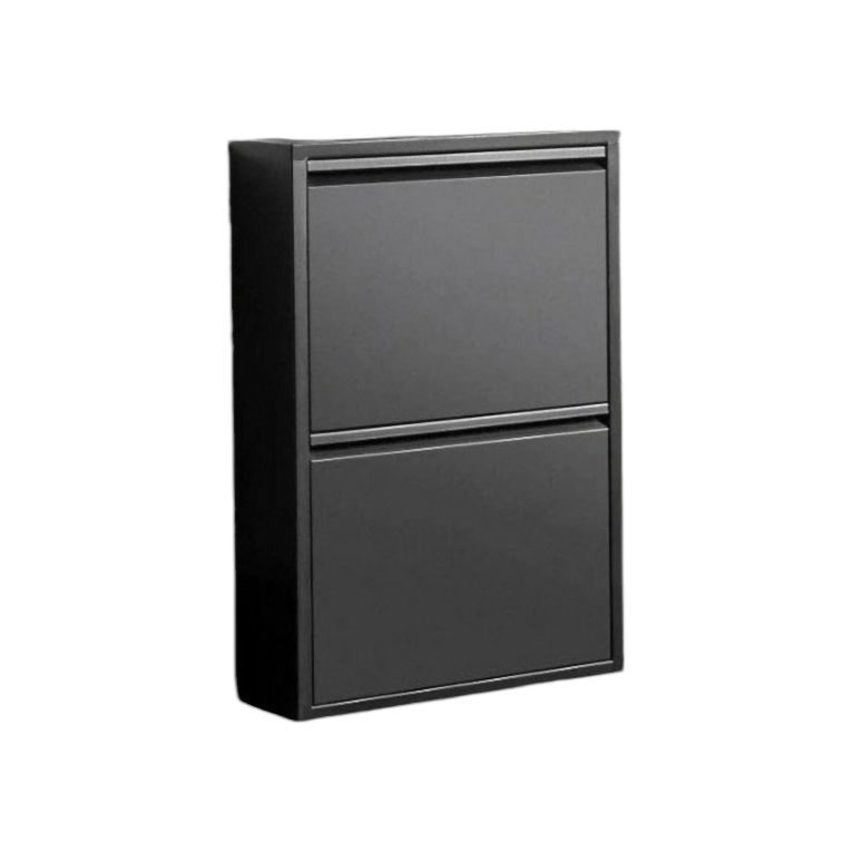 Scarpiera Ezequiel, Mobile portascarpe, Armadio da ingresso multiuso, Mobiletto per calzature, 50x15h71 cm, Nero