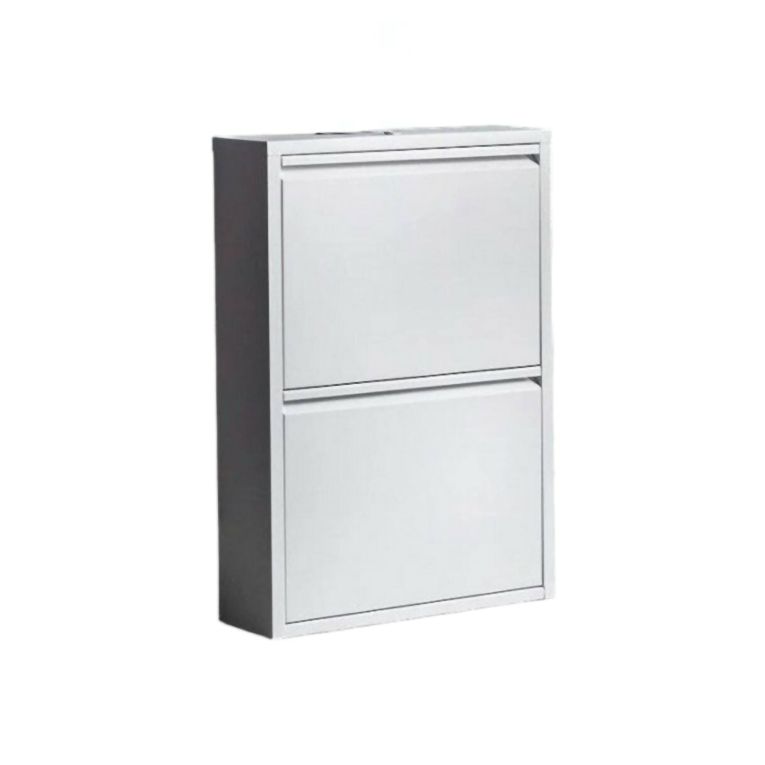Scarpiera Ezequiel, Mobile portascarpe in metallo, Armadio da ingresso multiuso, Mobiletto per calzature, 50x15h71 cm, Bianco