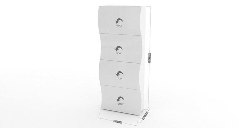 Scarpiera Francesco, Mobile multiuso a 4 ante, Portascarpe da ingresso, 100% Made in Italy, cm 71x27h162, Bianco lucido