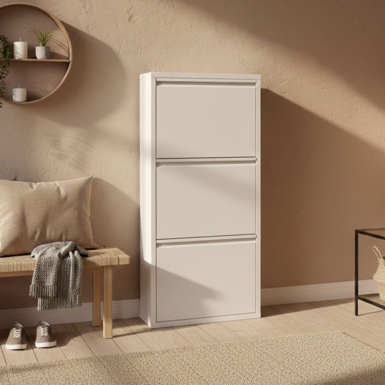 Scarpiera funzionale 3 ante bianca 50x104h cm in metallo - Alexa