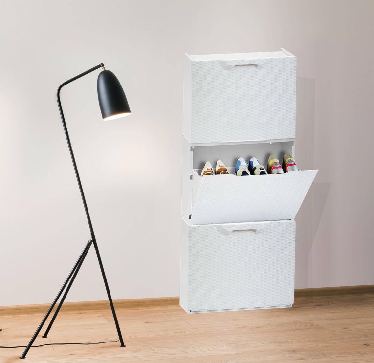 Scarpiera Gouvry, Porta scarpe salvaspazio , Scarpiera da ingresso , Armadio scarpiera a 1 anta, 100% Made in Italy, 51x17h40 cm, Bianco
