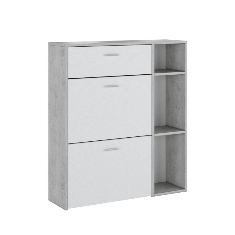 Scarpiera Grigio Cemento Bianco 90x26x102h cm, un Cassetto - Samassi