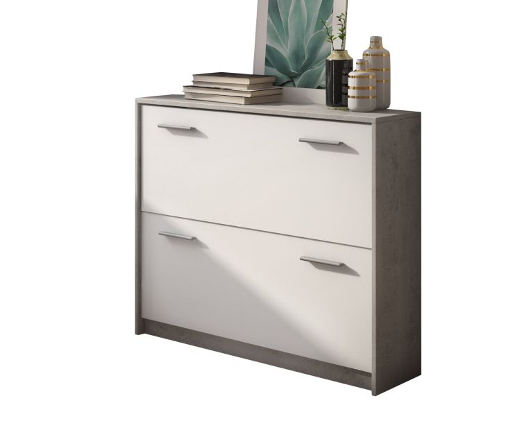 Scarpiera Grigio Cemento Bianco 98x24x80h cm - Nespolo