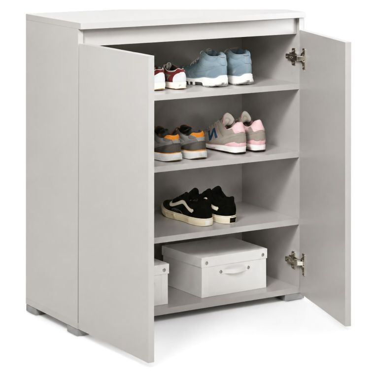 Scarpiera Grigio Chiaro 3 Ripiani 2 Ante 80x37x102h cm, Gola per Apertura Ante Made in Italy - Astrina