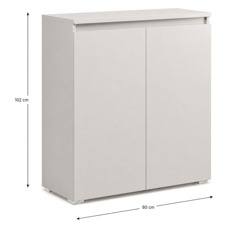 Scarpiera Grigio Chiaro 3 Ripiani 2 Ante 80x37x102h cm, Gola per Apertura Ante Made in Italy - Astrina