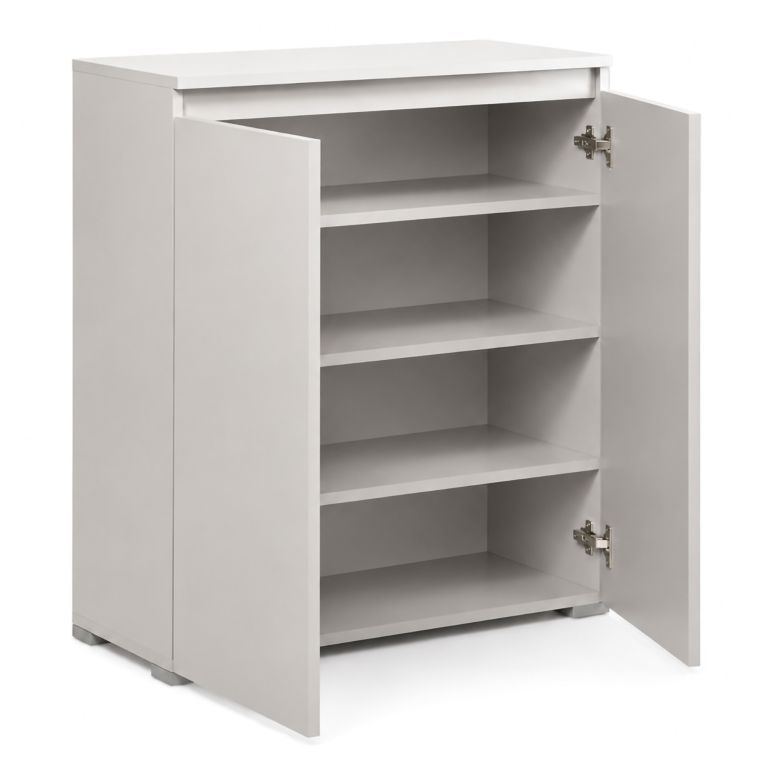 Scarpiera Grigio Chiaro 3 Ripiani 2 Ante 80x37x102h cm, Gola per Apertura Ante Made in Italy - Astrina