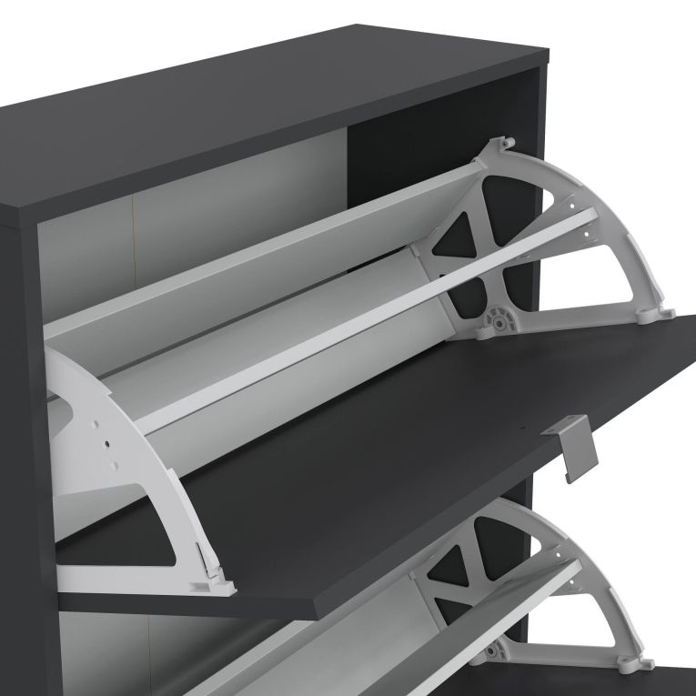 Scarpiera Hughette, Mobile portascarpe, Armadio da ingresso multiuso, Mobiletto per calzature, 24x70 h85 cm, Grigio