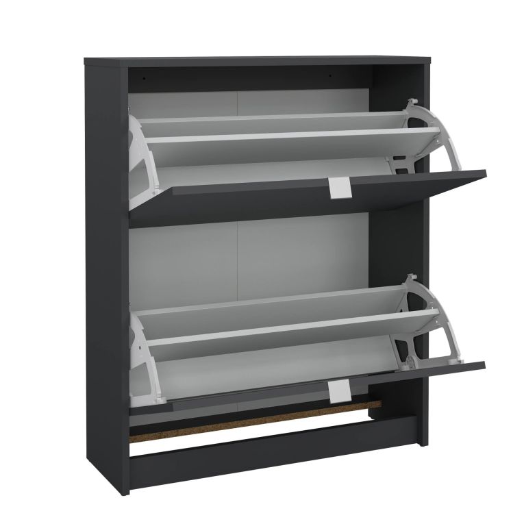 Scarpiera Hughette, Mobile portascarpe, Armadio da ingresso multiuso, Mobiletto per calzature, 24x70 h85 cm, Grigio