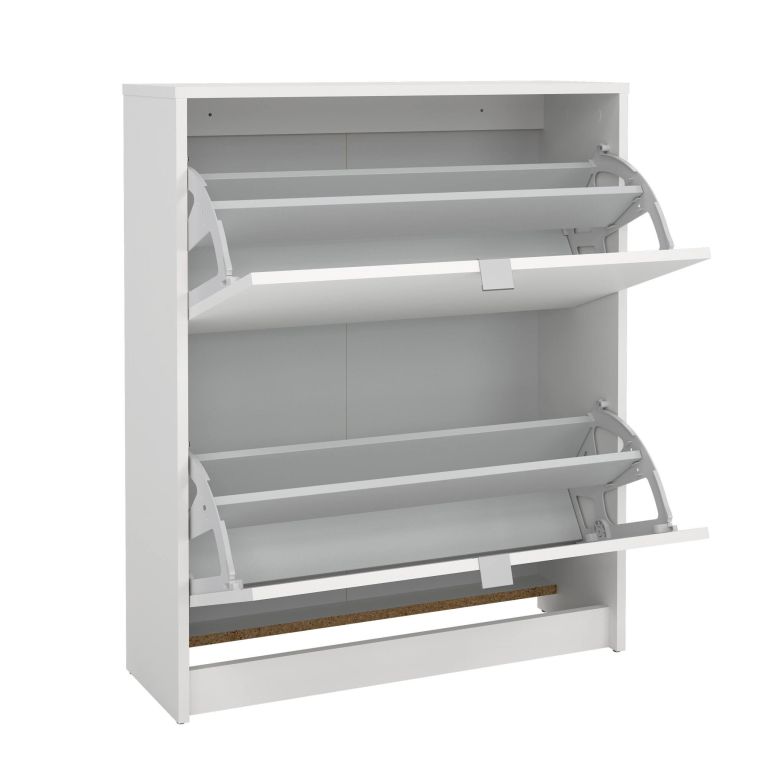 Scarpiera Hughette, Mobile portascarpe, Armadio da ingresso multiuso, Mobiletto per calzature, 70x24 h85 cm, Bianco