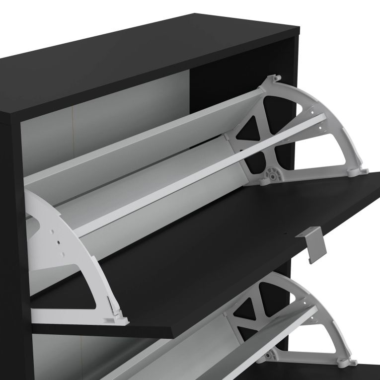 Scarpiera Hughette, Mobile portascarpe, Armadio da ingresso multiuso, Mobiletto per calzature, 70x24 h85 cm, Nero