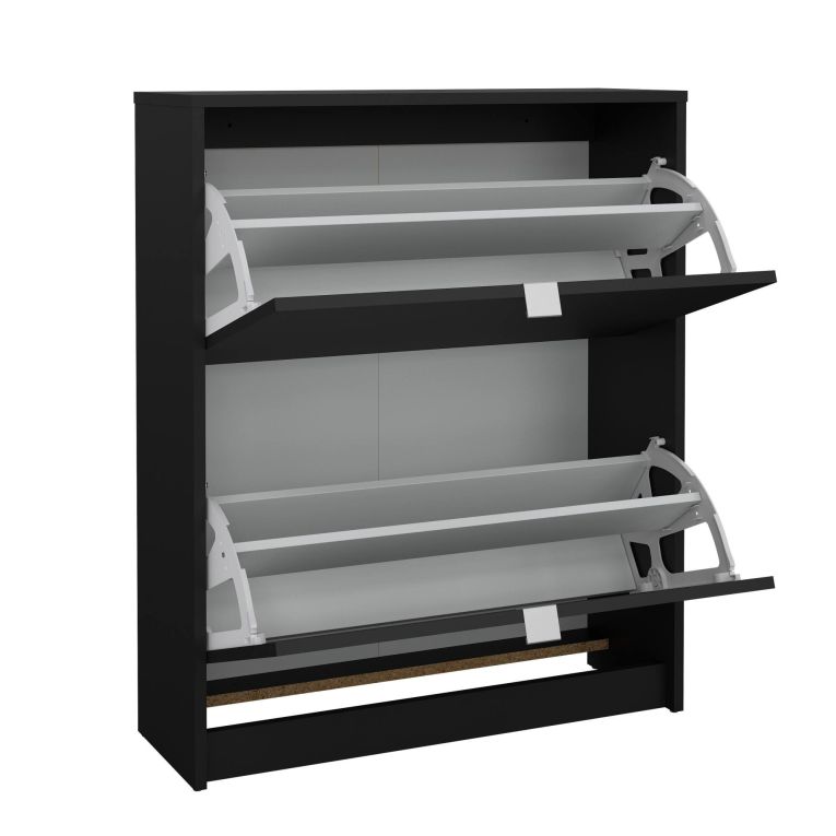 Scarpiera Hughette, Mobile portascarpe, Armadio da ingresso multiuso, Mobiletto per calzature, 70x24 h85 cm, Nero