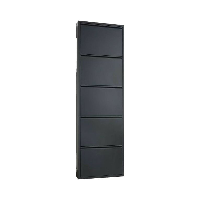 Scarpiera in metallo 5 ante nera 50x172h cm in metallo - Afrend