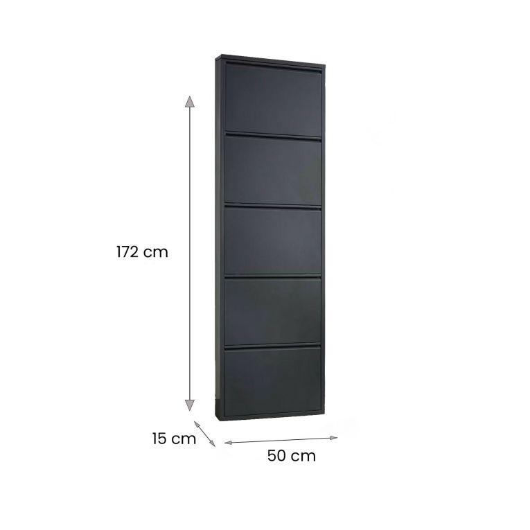 Scarpiera in metallo 5 ante nera 50x172h cm in metallo - Afrend